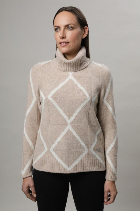 Gollehaug Pullover mit Rollkragen und zweifarbigem Strukturmuster