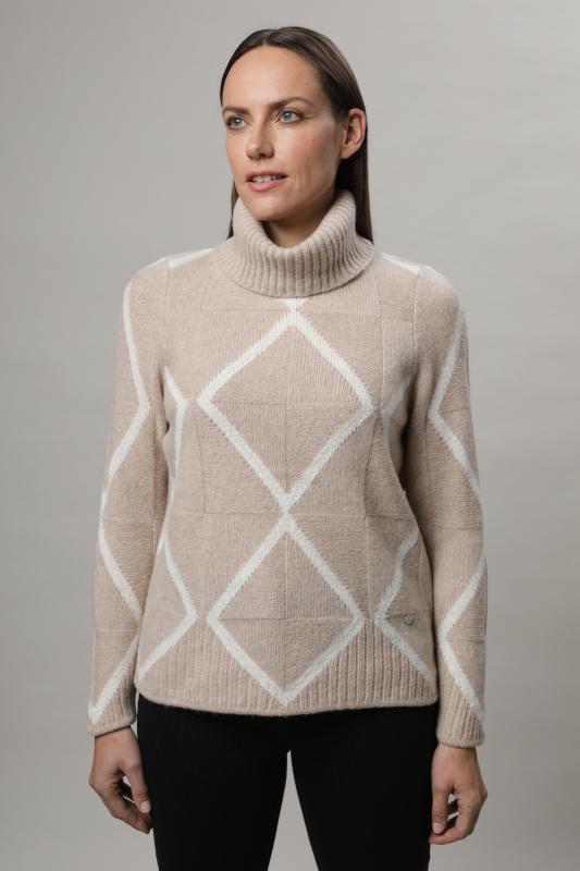 Gollehaug Pullover mit Rollkragen und zweifarbigem Strukturmuster
