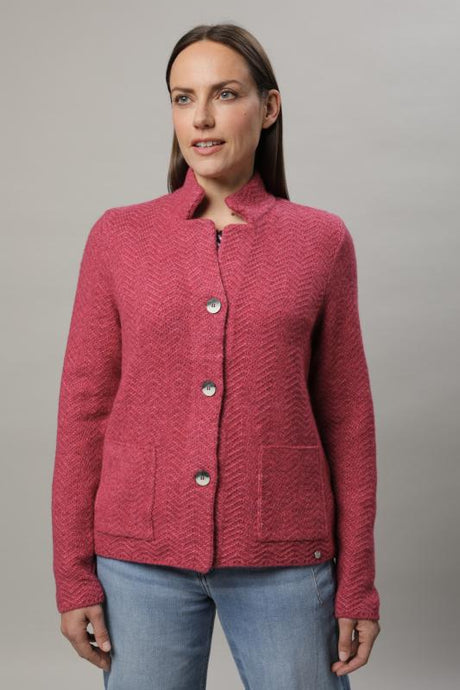 Gollehaug Strickjacke mit Stehkragen und Knöpfen und Strukturmuster