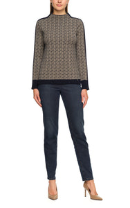 Gollehaug Jacquard Pullover mit Kontrastdetails