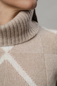 Gollehaug Pullover mit Rollkragen und zweifarbigem Strukturmuster