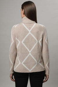 Gollehaug Pullover mit Rollkragen und zweifarbigem Strukturmuster