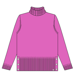 Gollehaug Pullover mit Kelchkragen und Knopfblende