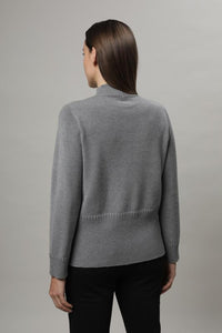 Gollehaug Pullover mit Kelchkragen und Knopfblende