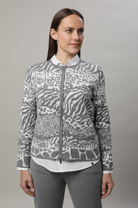Gollehaug Strickjacke mit Rundhals und Jacquardmuster