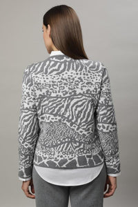 Gollehaug Strickjacke mit Rundhals und Jacquardmuster
