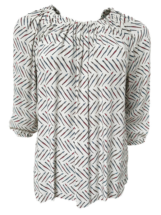 Carmenbluse mit Pinselmuster