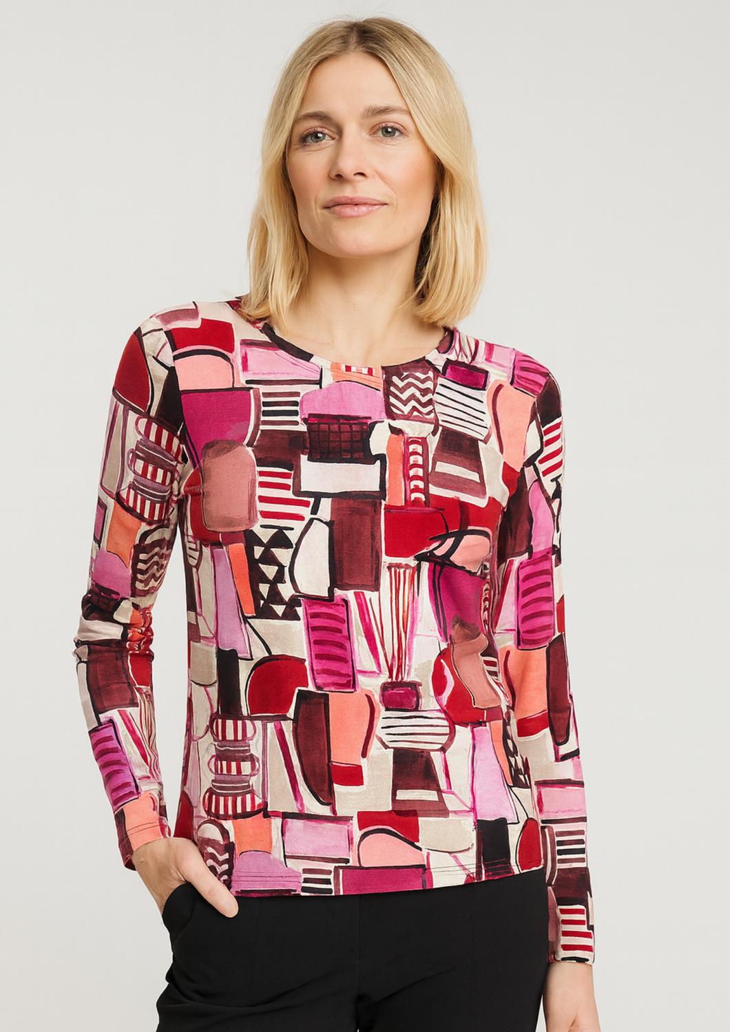 Gollehaug Langarmshirt mit Rundhals und Alloverdruck