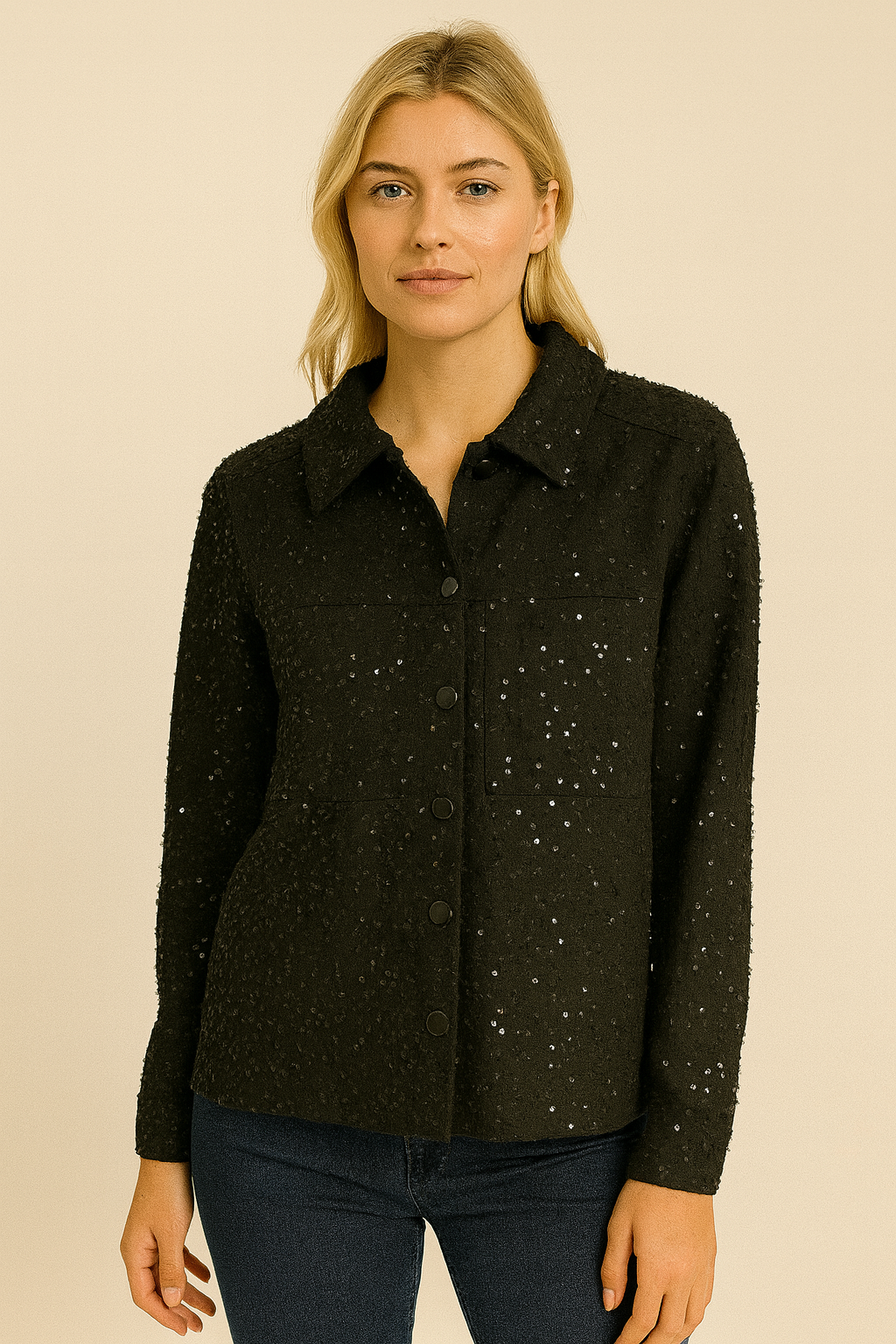 Freequent Jacke Black Sparklw