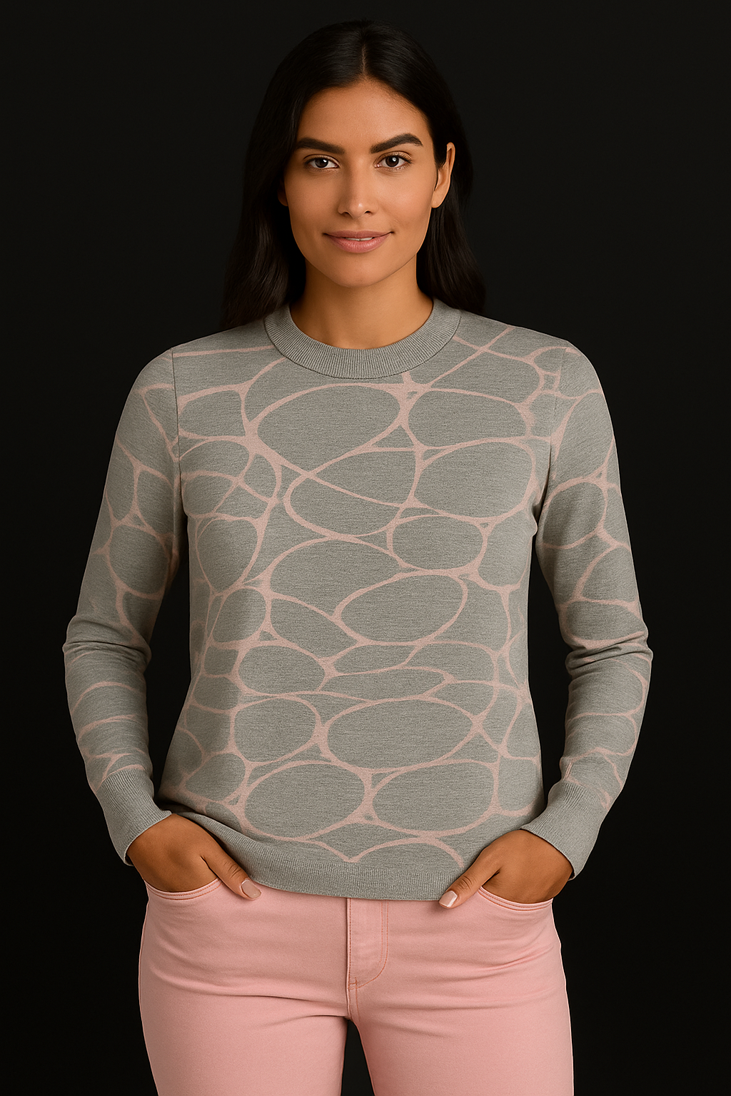 Bella Donna Pullover Line Art Grau