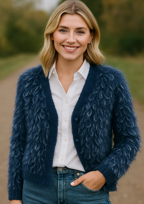 Loop Strickjacke Midnight Blue