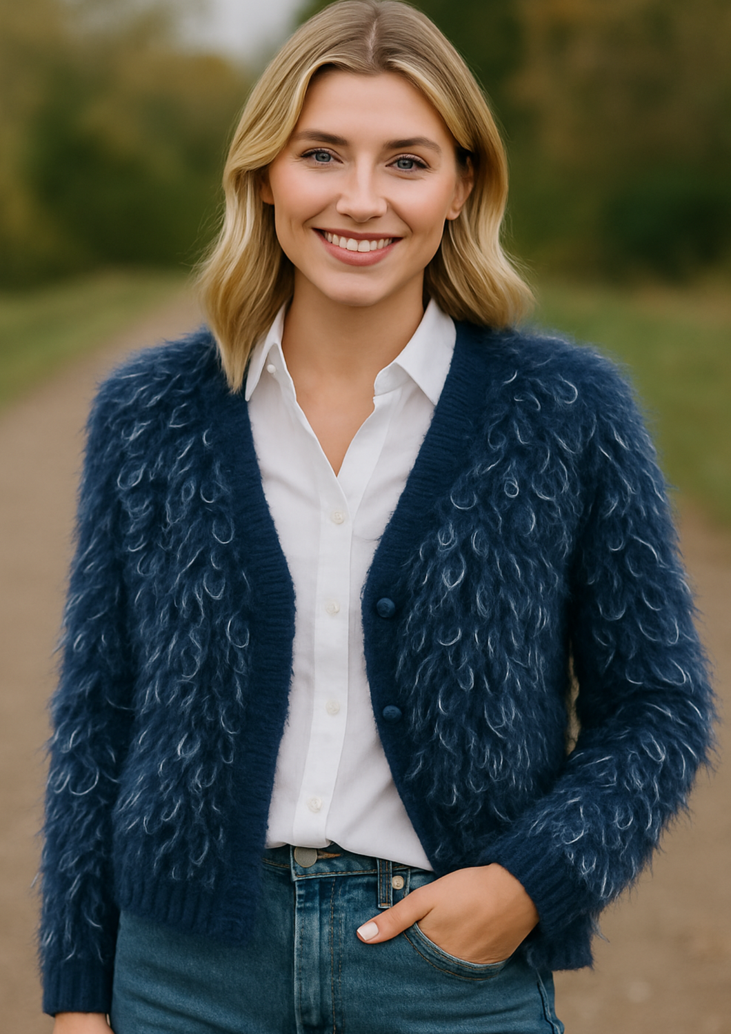 Loop Strickjacke Midnight Blue