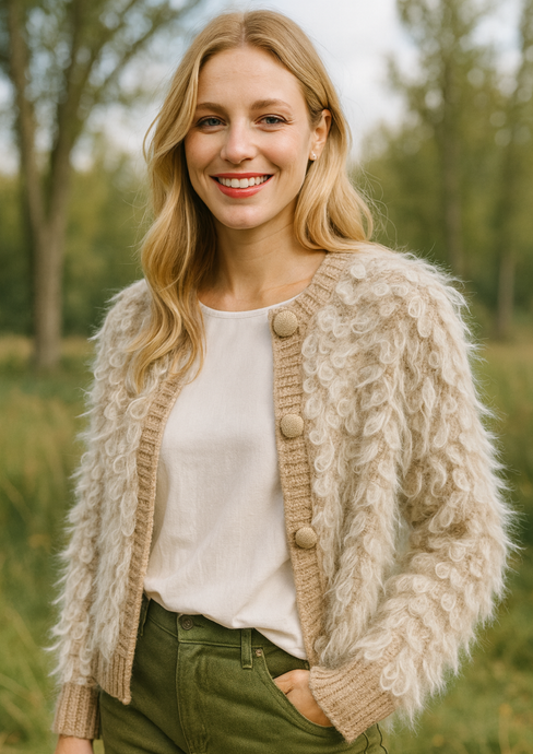 Loop Strickjacke Camel